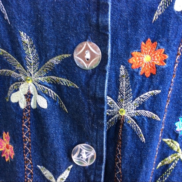 Vintage Tropical Embellished Denim Jacket Small - Picture 3 of 7
